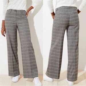 Loft Gray Plaid Wide-Leg Pants